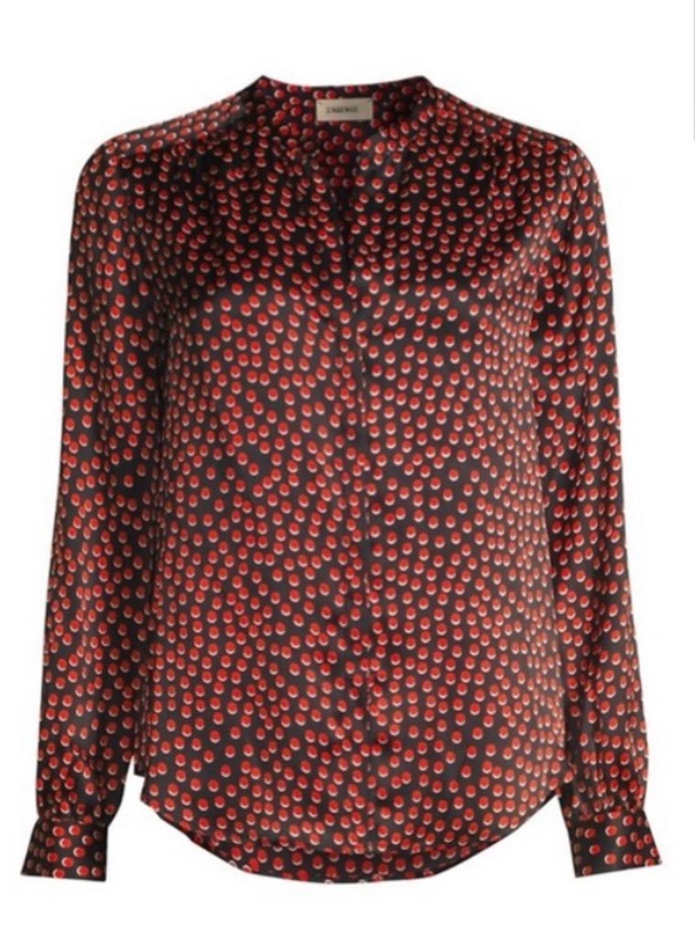 L'AGENCE Black Silk Blouse with Red Dot Print
